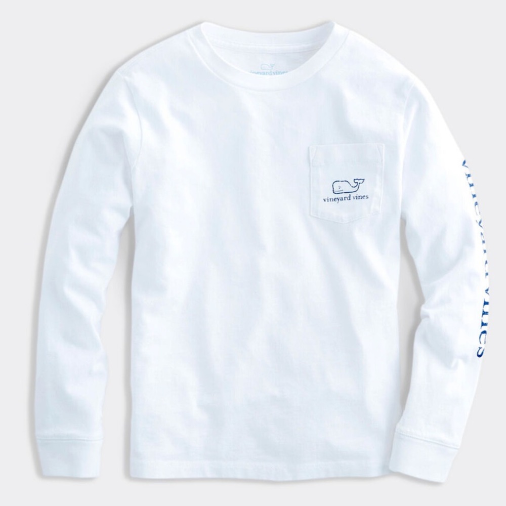 Vineyard Vines - Kids White Vintage Whale Graphic Long-Sleeve Pocket Tee